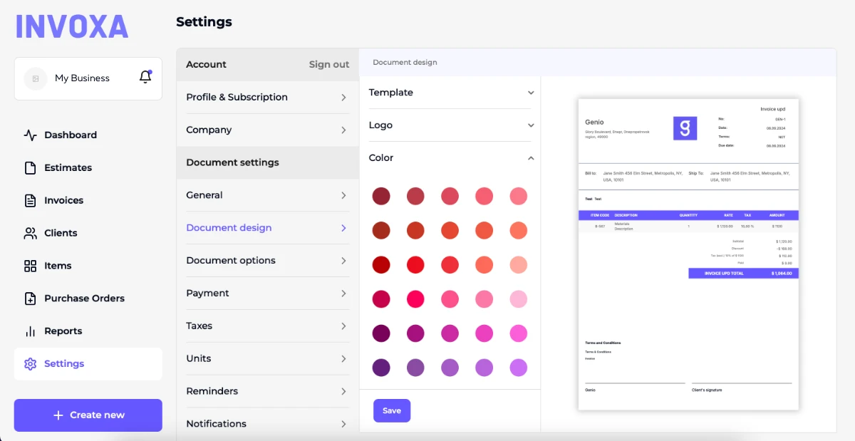 Screenshot of Invoxa Software